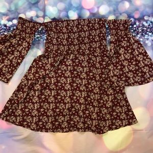 Off the shoulder long sleeved dress